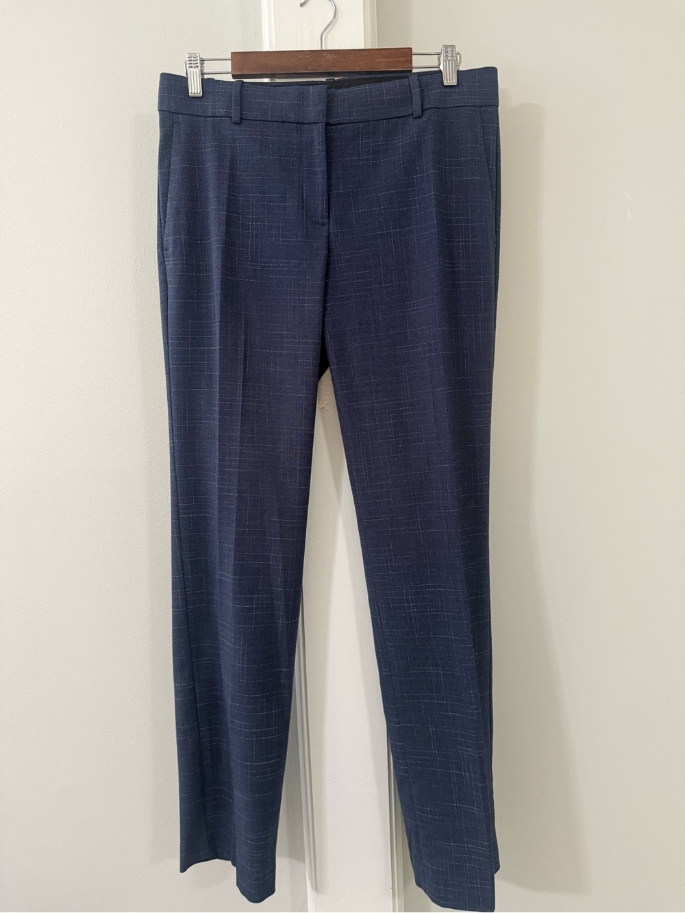 Ann Taylor Trouser Pant in Blue Crosshatch, 8T
